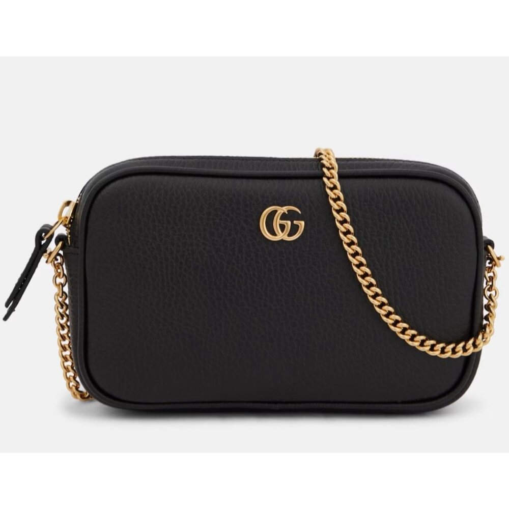 Gucci GG Marmont Dollar Calfskin Chain Mini Bag Black 772759